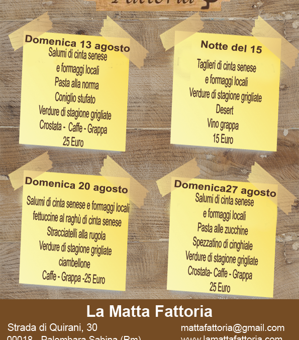 Agosto alla Mattafattoria