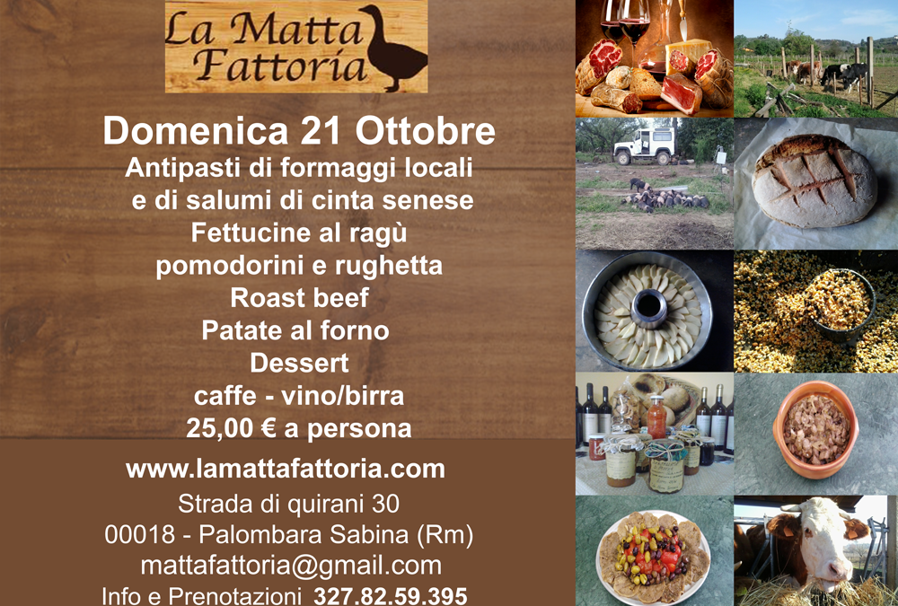 Menu Matta Fattoria Domenica  21 Ottobre