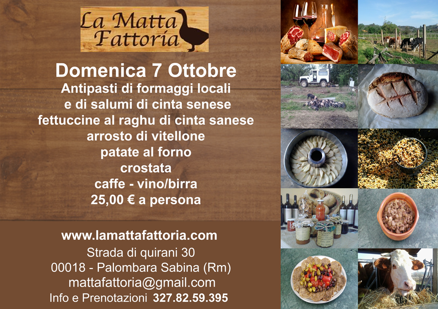 Domenica 7 Ottobre alla Mattafattoria