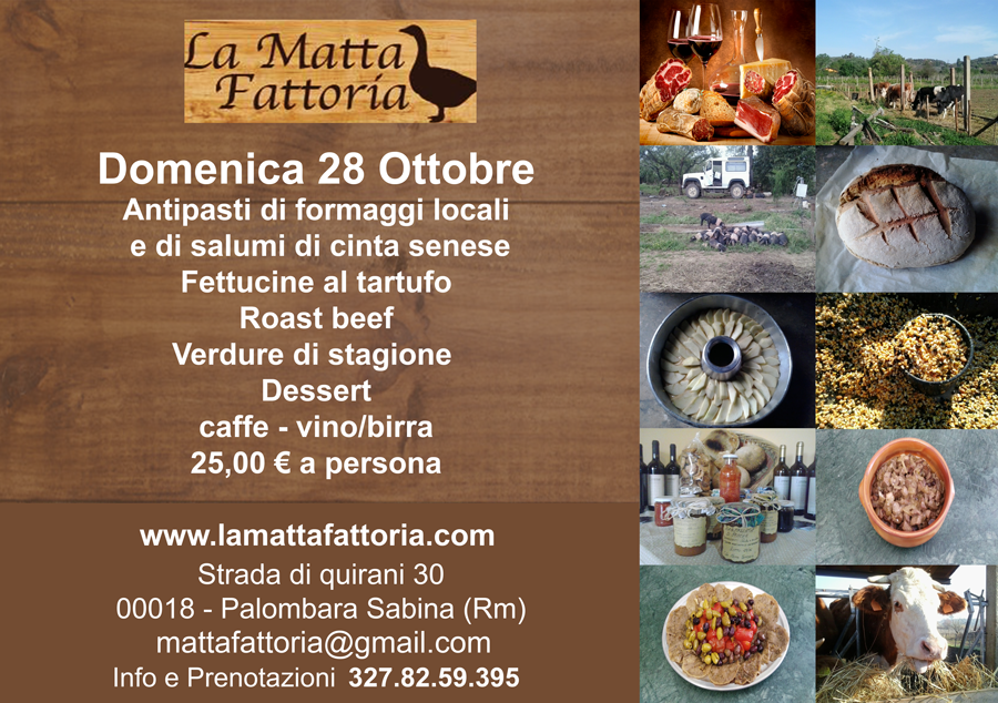 Mattafattoria menu domenica 28 Ottobre 2018