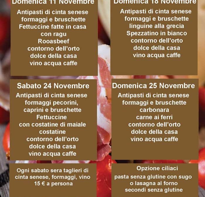 Programma Novembre 2018 alla Mattafattoria